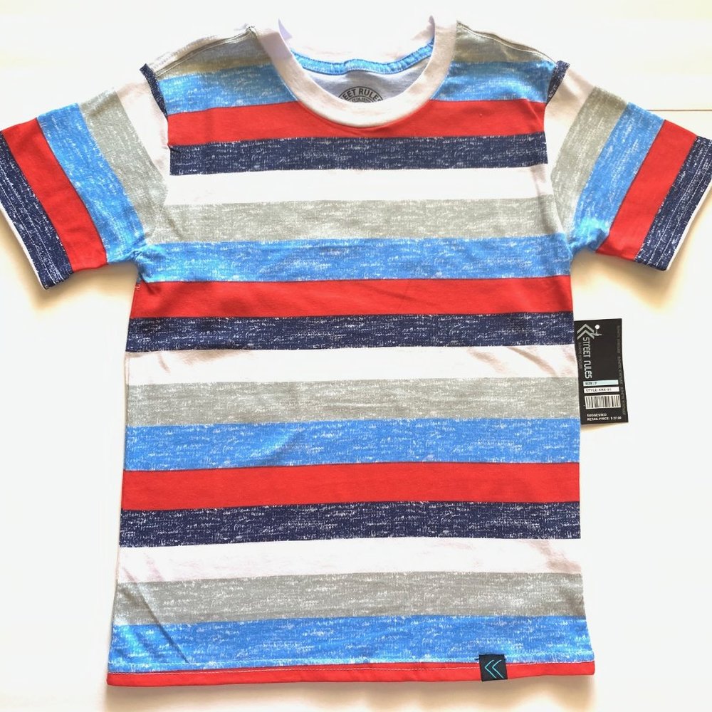 BOY'S PRINTED NEON STRIPED CREWS